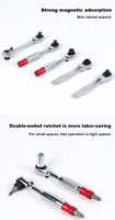 Clé à cliquet miniature double embout TOOLJOY 1/4, 72 dents, dégagement rapide pour embouts et douilles, outil de tournevis compact