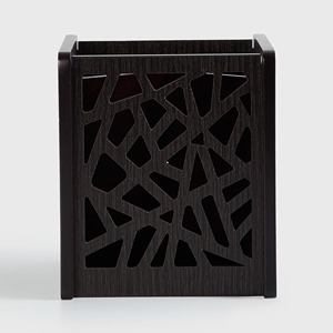 Modern Wooden Utensil Holder With Geometric Cutout Design For Kitchen Storage - Product Image 3