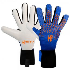 ถุงมือผู้รักษาประตูแบบมืออาชีพที่ปรับแต่งได้  แผ่นยางกันกระแทกด้านหน้าทำจากยางลาเท็กซ์ Giga  ด้านหลังพิมพ์ลายแบบ Sublimation และยางซิลิโคนฉีดขึ้นรูป T-Tab - Product Image 1