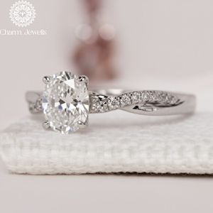 Charm Jewells Cushion Cut Moissanite IGI Certified Engagement <b>Ring</b> 18K Gold Plated Prong Setting Women's Classic Wedding Band 3 - Product Image 4