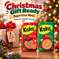 Bonbons à la menthe sans sucre KisKis en gros, saveur fruit de la passion et pêche, pour haleine fraîche, boîte de 21g, cadeau de Noël, friandises de fêtes