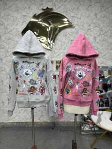 Sudadera con capucha con cremallera Forever Rich, oversize, rosa, de algodón desgastado, felpa francesa, estilo hip hop, ropa urbana unisex para otoño - Product Image 5