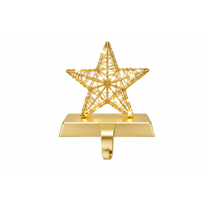 <b>Gold</b> Brass <b>Christmas</b> <b>Tree</b> Stocking Holder Weighted Metal Fireplace Mantel Hanger Hook for Holiday Home Decor Lowest Price - Product Image 2