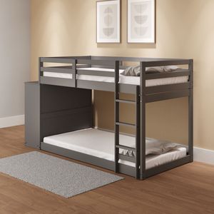 Letto a Castello Singolo/Singolo con Finitura Grigia Gaston, 4 Cassetti e 3 Scomparti per Bambini - Product Image 5