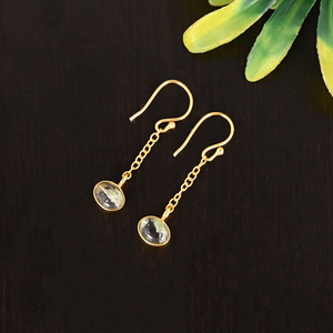 Pendientes Minimalistas de Plata de Ley 925 con Piedra Preciosa de Pirita Natural para Mujer - Product Image 2