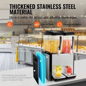 Dispenser per Bevande Commerciale in Acciaio Inox 12L/12.7QT, Macchina per Tè Freddo 286W con 2 Serbatoi per Servire Succhi - Product Image 4