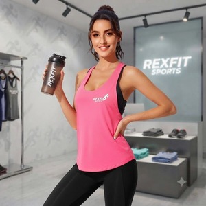 REXFITSPORTS 2026 เสื้อกล้ามกีฬาผู้หญิงแบบใหม่พร้อมโลโก้สั่งทำพิเศษ ระบายอากาศได้ดี ไม่มีแขน เหมาะสำหรับออกกำลังกาย โยคะ ฟิตเนส วิ่ง และการออกกำลังกายอื่นๆ ผลิตโดยโรงงาน - Product Image 6