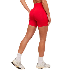 Shorts Deportivos Rojos de Cintura Alta para Mujer, Sexy, de Secado Rápido, Tejidos en Spandex y Poliéster, Cintura Elástica, Color Sólido, Ropa Deportiva - Product Image 5