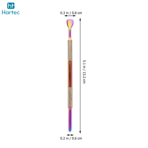 Premium Quality Color-Coated Textured Handle Dual-Finish Stainless Steel Manicure Professional <b>Nail</b> Cuticle Pusher <b>Tools</b> - Product Image 4