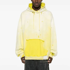 <b>Men</b> Premium Distressed Wash Hoodie Heavyweight Cotton Streetwear OEM ODM Supplier - Product Image 4