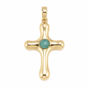 Green Amazonite <b>Cross</b> Pendant Gold Tone Christian <b>Necklace</b> Natural Gemstone Spiritual Jewelry Gift for Women and Men - Product Image 1