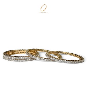 Bracelet de luxe en laiton plaqué or avec pierres argentées et diamants américains de style cachemire pour femme, bijoux de mariée indiens en gros - Product Image 5