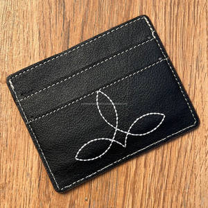 Cartera delgada de cuero genuino para mujer, tarjetero de negocios con bolsillo para monedas, diseño de puntada para botas, billetera de moda de viaje - Product Image 6