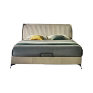 Marco de cama tapizado de madera maciza, tela de Arte Moderno, R335-A - Product Image 1