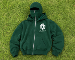 เสื้อฮู้ดบาลาคลาวาสีเขียวขนาดใหญ่พิเศษสำหรับผู้ชาย ซิปเต็มตัว ผ้าฝ้ายฟลีซหนานุ่ม เสื้อฮู้ดมีฮู้ด สกรีนโลโก้ได้ตามสั่ง รับผลิตแบบ OEM - Product Image 6