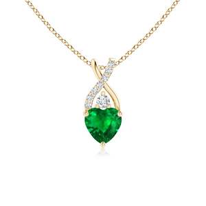 14K <b>Solid</b> <b>Gold</b> Natural Emerald Solitaire Heart <b>Pendant</b> With Twisted Diamond Bale Fine Jewellery Anniversary Gift For Her 2026 - Product Image 1