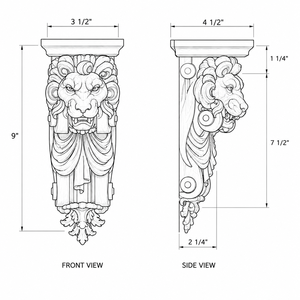 Ménsula de Pared de Madera Maciza con Talla Detallada de León Soporte de Alta Resistencia para Molduras Rústicas y Clásicas con Patrón de León - Product Image 2