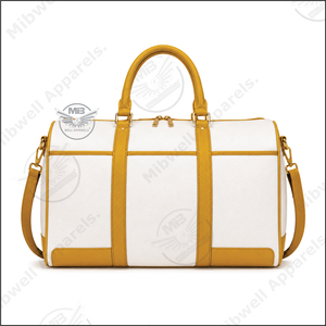 กระเป๋าดัฟเฟิลสีขาว Philo White Gold รุ่น 1943 พร้อมซิปปิดแบบ Crest สำหรับเดินทางช่วงสุดสัปดาห์ ทำจากผ้าแคนวาสที่ทนทาน - Product Image 2