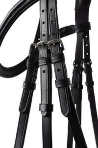 Brida de cuero para caballo con forma anatómica y acolchado suave, con parte trasera recortada, brida con costuras elegantes y frontal. - Product Image 4