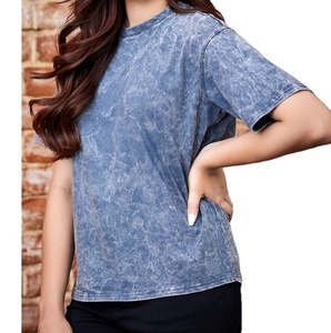 T-shirt à manches courtes en coton tricoté lavé à l'acide respirant et écologique à séchage rapide pour hommes, design personnalisé, simple et uni - Product Image 1