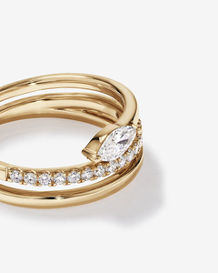 0.43 CTW Lab Grown Diamond Ring 14K Yellow Gold Round Marquise Cut Bypass Design Band Fine Jewelry Wholesale OEM ODM Bulk - Product Image 3