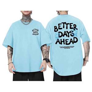 Camisetas gráficas extragrandes con frases inspiradoras y positivas, camisetas vintage personalizadas, camisetas informales de estilo urbano para hombre - Product Image 1