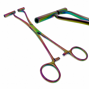 Pinza de Perforación Pennington de Acero Inoxidable de la Más Alta Calidad, Acabado Arcoíris, Pinzas para Perforaciones Corporales, Herramienta Profesional - Product Image 1