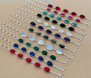 Pulsera para Mujer, Cristal Natural Multicolor, Hecha a Mano, con Cadena y Bisel, Joyería de Piedras Preciosas, Venta al Por Mayor - Product Image 4