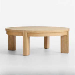 Mesa de Centro Redonda Premium de Madera de Teca Sólida, Estilo Minimalista Japonés-Escandinavo para Sala de Estar - Product Image 5