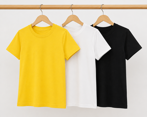 เสื้อยืดคอกลมสีเหลือง ผ้าฝ้าย 100% แขนสั้น ผ้าเจอร์ซีย์ถัก ระบายอากาศได้ดี กันยับ ดีไซน์เรียบง่าย เหมาะสำหรับใส่ในช่วงฤดูร้อน - Product Image 2