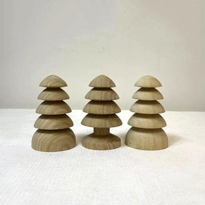 Mini sapin de Noël écologique, ornements en bois gravés, décorations de bureau et de maison - Product Image 2
