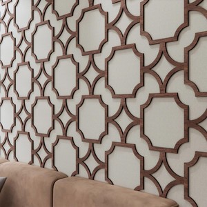 Walnut <b>Wood</b> <b>Laser</b>-<b>Cut</b> Geometric Wall Panel | Handcrafted Contemporary 3D Art 65x45x2.5 cm Wholesale - Product Image 4