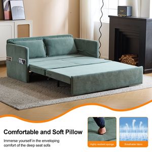 โซฟาเบดแบบปรับเปลี่ยนได้ 3-in-1 สำหรับผู้ใหญ่ พร้อมโต๊ะพับสะดวกสบายและช่องเสียบ USB Type-C เก้าอี้นอนแบบดึงออกได้ - Product Image 5