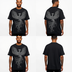 Vente Flash Prix de Gros T-shirt Homme Oversize Personnalisé avec Strass Phénix en Cristal, Vêtement Décontracté Streetwear Tendance - Product Image 4
