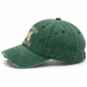 Casquette de baseball vintage de qualité supérieure, lavée, verte, avec broderie personnalisée, casquette en coton vieilli style Dad Hat - Product Image 3