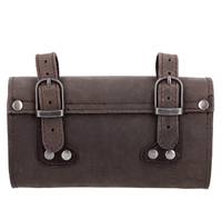 Sacoche de selle de vélo vintage rétro en cuir marron, pochette de guidon de vélo sécurisée, sangle réglable, fermeture à bouton-pression, étui de transport léger
