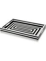 Plateau rectangulaire en résine artistique avec incrustations, détails géométriques simples, design Art Déco moderne et luxueux, personnalisable, pour table de salle à manger du Ramadan