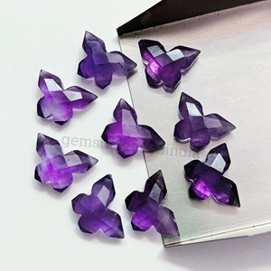 Perles de pierres précieuses sculptées en forme de papillon en améthyste naturelle 14MM, Briolette papillon en améthyste, Sculpture de papillon en améthyste, Papillon en pierre précieuse d'améthyste - Product Image 3