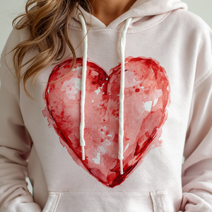<b>Hearts</b> Print Hoodie Cute Graphic Cotton Fleece Pullover Sweatshirt with OEM ODM Customization - Product Image 5