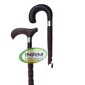 Canne de marche pliable en bois sculpté vintage avec poignée Derby de designer, bâton de marche en bois dur fait main pour seniors |   Classique - Product Image 1