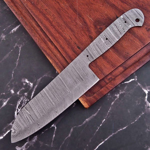 Nouveau Couteau de Chef et de Camping en Acier Damas, Manche Intégral, Type Hachoir Serbe, Lame Droite à Pointe Tombante, 12 pouces, Matériau DIY OEM pour la Fabrication de Couteaux - Product Image 5