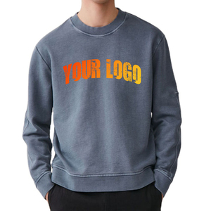 เสื้อฮู้ดคอกลมปักโลโก้ตามสั่ง พิมพ์ลาย สำหรับผู้ชาย ผ้าฝ้าย 100% เนื้อหนา ทรงโอเวอร์ไซส์ ใส่ได้ในฤดูหนาว สีพื้น - Product Image 4