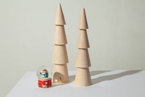Decoración de árbol de Navidad de madera, decoración geométrica minimalista para mesa, decoración del hogar, 2 uds., tema de bosque de invierno - Product Image 2