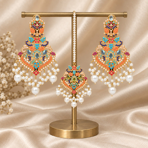 Pendientes de Perlas Esmaltadas Multicolor al por Mayor, Set de Maang Tikka, Fabricante Personalizado - Product Image 2