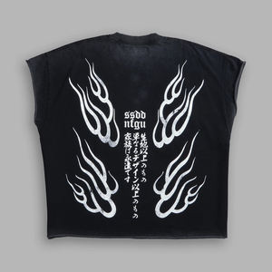 Camiseta Casual de Algodón con Lavado Vintage Personalizado, Corte Cuadrado, Sin Mangas, Estampado de Felpa Francesa, para Hombre - Product Image 2