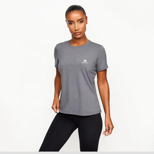 Camiseta de manga corta 100% algodón, básica, lisa, con impresión de logotipo personalizado, cuello redondo, camisetas de verano para mujer. - Product Image 1