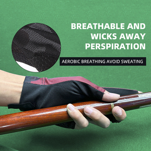 Guante de Billar Rojo y Negro con Diseño de Salpicaduras, Unisex, de Tres Dedos, Duradero, con Doble Costura, para Snooker - Product Image 5