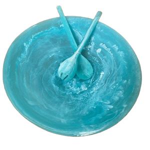 Tazón Clásico para Servir Ensaladas y Frutas, de Resina Epoxi Pulida con Diseño de Olas Oceánicas, para Fiestas y Uso Doméstico - Product Image 3