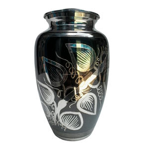 Urnes de crémation pour adultes en laiton de haute qualité couleur noire avec placage urnes funéraires en métal fini pour cendres. - Product Image 1