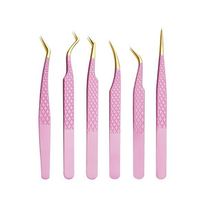 แหนบต่อขนตาสแตนเลสแบบมืออาชีพ ปลายไฟเบอร์แม่นยำ เครื่องมือต่อขนตาแบบโค้ง สำหรับต่อขนตาแบบวอลลุ่ม ทนทาน ใช้งานได้นาน - Product Image 1